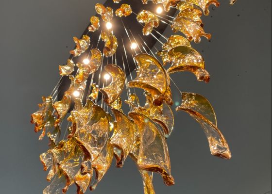 Romantic ribbon art chandelier glass twisted strip shape hotel lobby exhibition hall theater non-standard engineering chandelier