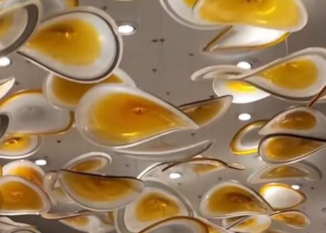 Hotel villa stone leaf and bird chandelier for hotel big pendant lamp for home