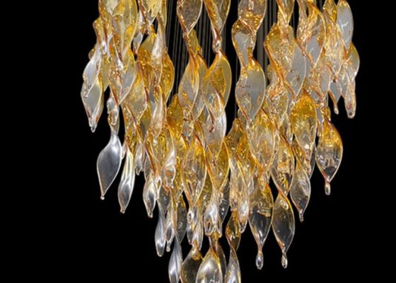 Hotel villa stone leaf and bird chandelier for hotel big pendant lamp for home