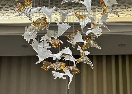 Romantic ribbon art chandelier glass twisted strip shape hotel lobby exhibition hall theater non-standard engineering chandelier