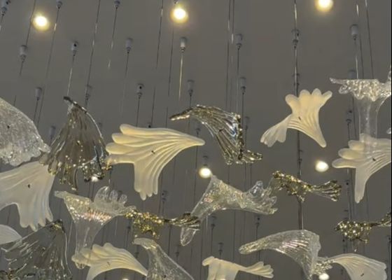 Romantic ribbon art chandelier glass twisted strip shape hotel lobby exhibition hall theater non-standard engineering chandelier