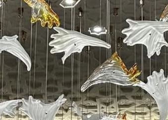 Hotel villa stone leaf and bird chandelier for hotel big pendant lamp for home