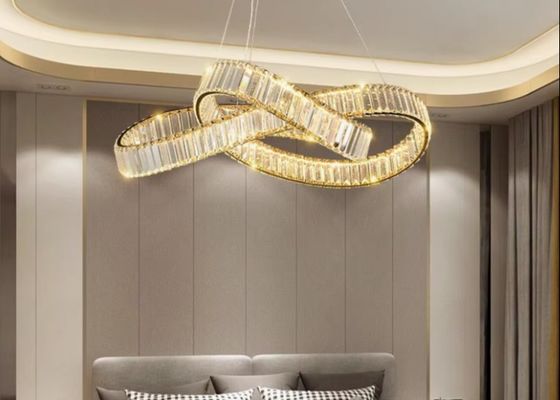 Crystal Chandelier Round Led Hotel Room Lighting Gold stainless steel Lamp