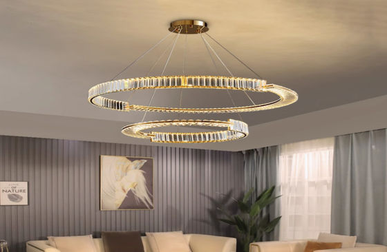 Post-modern light luxury chandelier stainless steel crystal living room lamp Nordic simple restaurant lamp bedroom LED lamp lighting