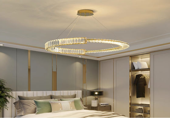 Post-modern light luxury chandelier stainless steel crystal living room lamp Nordic simple restaurant lamp bedroom LED lamp lighting