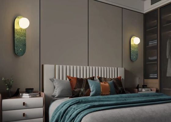Hotel villa background wall decoration lamp B&B guest room natural marble entrance bedroom wall lamp