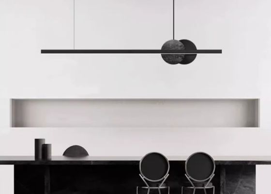 Restaurant chandelier one word long strip modern simple light luxury minimalist designer marble one word long strip lamp