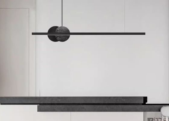 Restaurant chandelier one word long strip modern simple light luxury minimalist designer marble one word long strip lamp