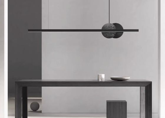 Restaurant chandelier one word long strip modern simple light luxury minimalist designer marble one word long strip lamp