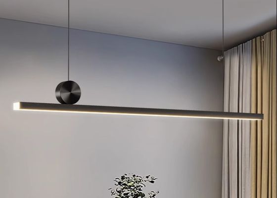 Restaurant chandelier minimalist lamp Nordic style simple modern one-line aluminum tea room bar dining room dining table long strip lamp