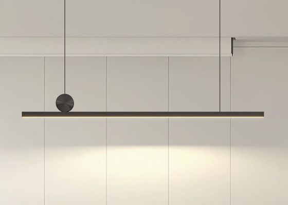Restaurant chandelier minimalist lamp Nordic style simple modern one-line aluminum tea room bar dining room dining table long strip lamp