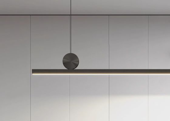 Restaurant chandelier minimalist lamp Nordic style simple modern one-line aluminum tea room bar dining room dining table long strip lamp
