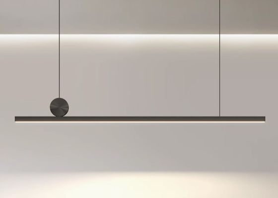 Restaurant chandelier minimalist lamp Nordic style simple modern one-line aluminum tea room bar dining room dining table long strip lamp