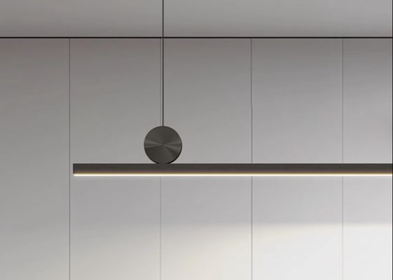 Restaurant chandelier minimalist lamp Nordic style simple modern one-line aluminum tea room bar dining room dining table long strip lamp