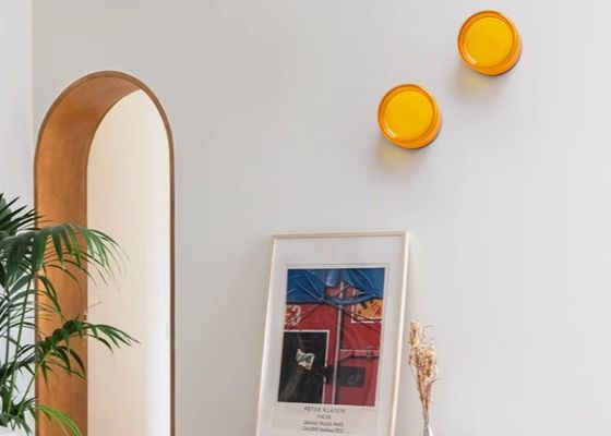 Modern simple hotel  bedroom mirror lamp round interior colorful wall lamp