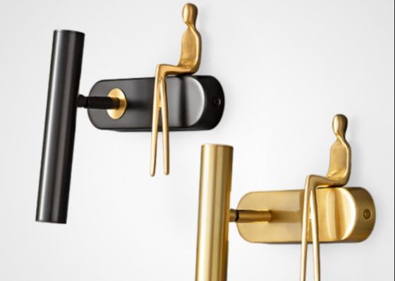 All-copper wall lamp simple bedside lamp background wall spotlight character art light luxury rotating wall lamp creative aisle lamp