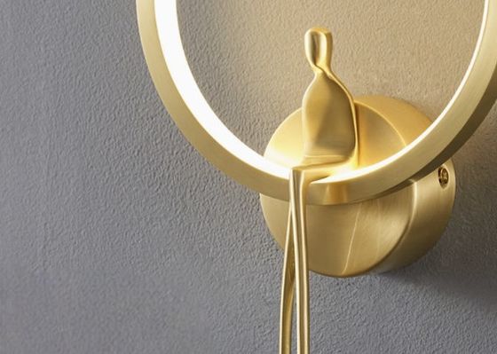 Minimalist copper wall lamp bedroom bedside lamp modern simple living room background wall lamp hotel villa stair corridor lamp