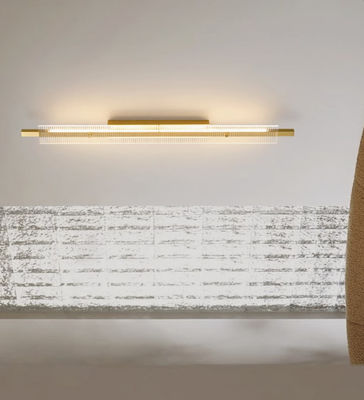 All-copper Italian wall lamp living room grille background wall lamp modern high-end light luxury minimalist long strip bedroom wall lamp