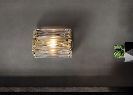Crystal wall lamp postmodern simple living room TV wall background lamp light luxury atmosphere long strip bedroom bedside lamp