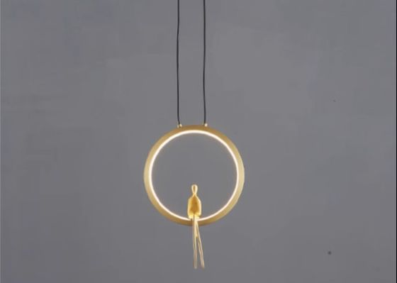 All-copper bedroom bedside chandelier Nordic light luxury creative personality character shape ring living room background wall decorative lamp