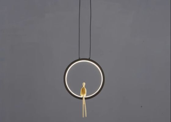 All-copper bedroom bedside chandelier Nordic light luxury creative personality character shape ring living room background wall decorative lamp