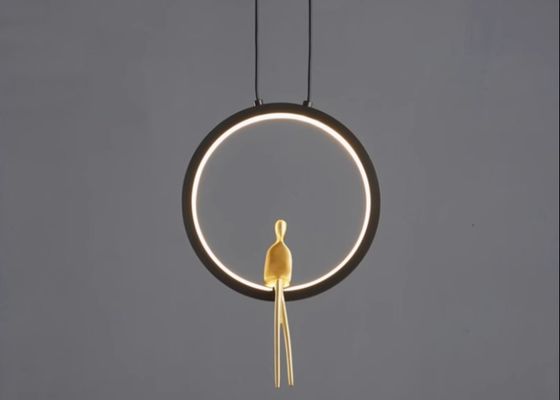 All-copper bedroom bedside chandelier Nordic light luxury creative personality character shape ring living room background wall decorative lamp