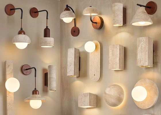 Yellow travertine wall lamp bedroom bedside living room background wall homestay corridor entrance staircase balcony lamp