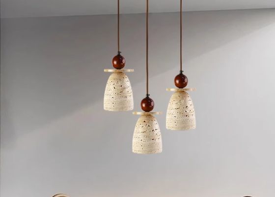 Yellow travertine wooden pendant lamp bedroom for home decorator interior stone pendant lamp