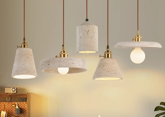 Yellow travertine wooden pendant lamp bedroom for home decorator interior stone pendant lamp