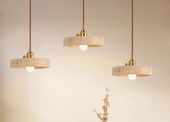 Yellow travertine wooden pendant lamp bedroom for home decorator interior stone pendant lamp