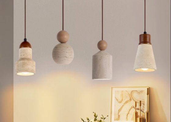 Yellow travertine wooden pendant lamp bedroom for home decorator interior stone pendant lamp