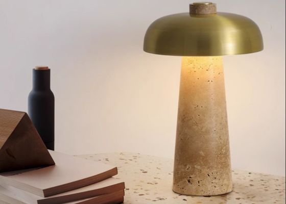 Yellow travertine wooden table  lamp bedroom for home decorator interior stone table lamp