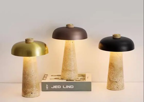 Yellow travertine wooden table  lamp bedroom for home decorator interior stone table lamp