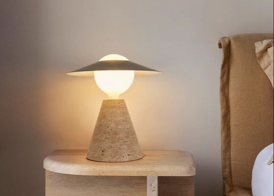 Yellow travertine wooden table  lamp bedroom for home decorator interior stone table lamp