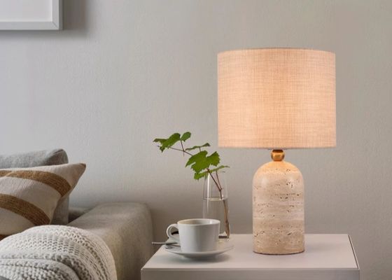 Yellow travertine wooden table  lamp bedroom for home decorator interior stone table lamp