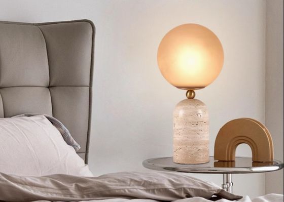 Yellow travertine wooden table  lamp bedroom for home decorator interior stone table lamp