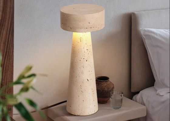 Yellow travertine wooden table  lamp bedroom for home decorator interior stone table lamp