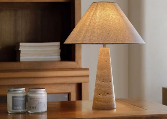 Yellow travertine wooden table  lamp bedroom for home decorator interior stone table lamp