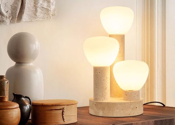 Yellow travertine wooden table  lamp bedroom for home decorator interior stone table lamp