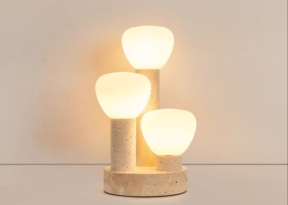Yellow travertine wooden table  lamp bedroom for home decorator interior stone table lamp