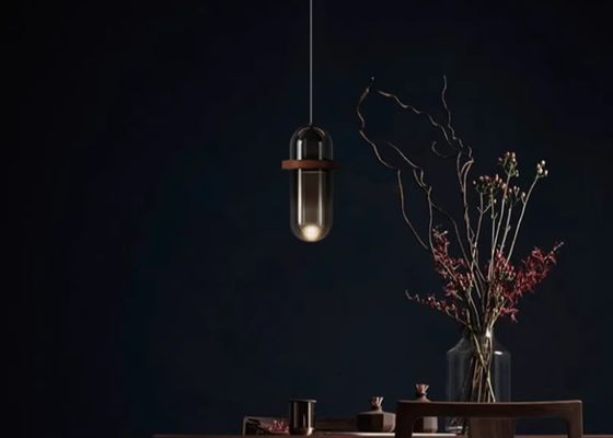 Light luxury simple smoke gray bedside glass small chandelier designer model room cafe leather restaurant chandelier