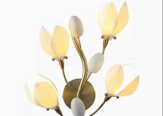 Hotel Elegant Magnolia Flower Ceramic Wall Bowl Sconce Light