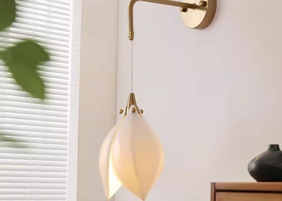 Hotel Elegant Magnolia Flower Ceramic Wall Bowl Sconce Light