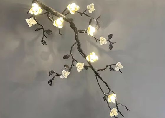 Hotel Elegant Magnolia Flower Ceramic And Copper Villa Lamp Hotel Chanderlier Wall Lamp