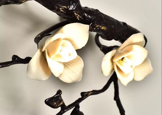 Hotel Elegant Magnolia Flower Ceramic And Copper Villa Lamp Hotel Chanderlier Wall Lamp