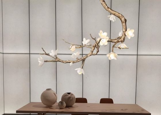 Hotel Elegant Magnolia Flower Ceramic And Copper Villa Lamp Hotel Chanderlier Wall Lamp