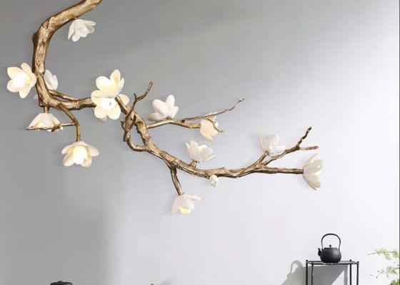 Hotel Elegant Magnolia Flower Ceramic And Copper Villa Lamp Hotel Chanderlier Wall Lamp
