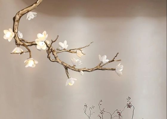 Hotel Elegant Magnolia Flower Ceramic And Copper Villa Lamp Hotel Chanderlier Wall Lamp