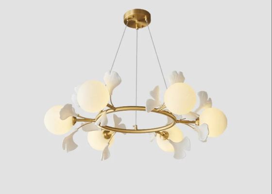 White Luxury Interior Round Ring And Big Villa Ceramic Pendant Lamp For Home