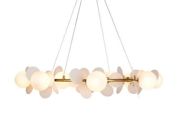 White Luxury Interior Round Ring And Big Villa Ceramic Pendant Lamp For Home